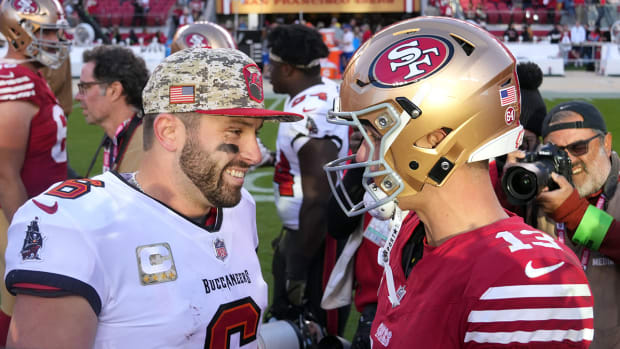 Tampa Bay Buccaneers QB Baker Mayfield and San Francisco 49ers QB Brock Purdy